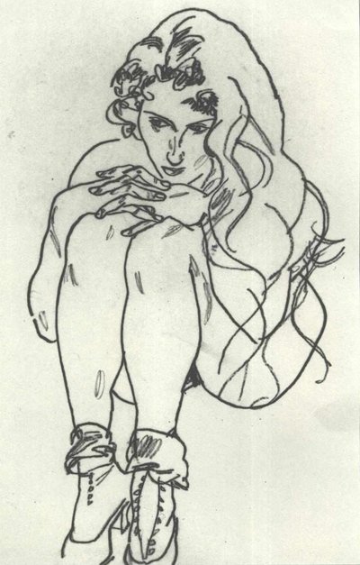 Desnudo femenino en cuclillas de Egon Schiele